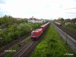 1116 022-3 durchfhrt Regensburg mit ein gedeckten Gterzug Railion. 03.05.08