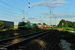 193 213  Green Deal  von WLC mit einem Containerzug Nürnberg Hohe Marta. 26.09.23