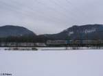 RailPool E186 103+ 101 ziehen kurz vor Kufstein ein Intermodalzug in Richtung Rosenheim. 18.02.09
