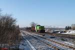 salzburger-eisenbahn-transport-logistik-gmbh-setg-fotos/601163/v170001-zieht-den-leeren-holzzug-von V1700.01 zieht den leeren Holzzug von Wiesau nach Cheb bei Schönfeld. 21.02.18