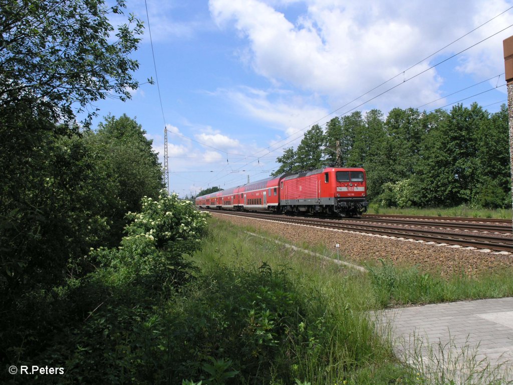 112 110-2 schiebt bei Briesen(Mark) ein RE nach Brandenburg HBF. 02.06.09