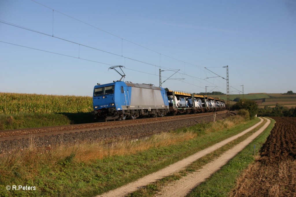 185 523-8 mit VW-Zug bei Treuchtlingen. 16.09.11