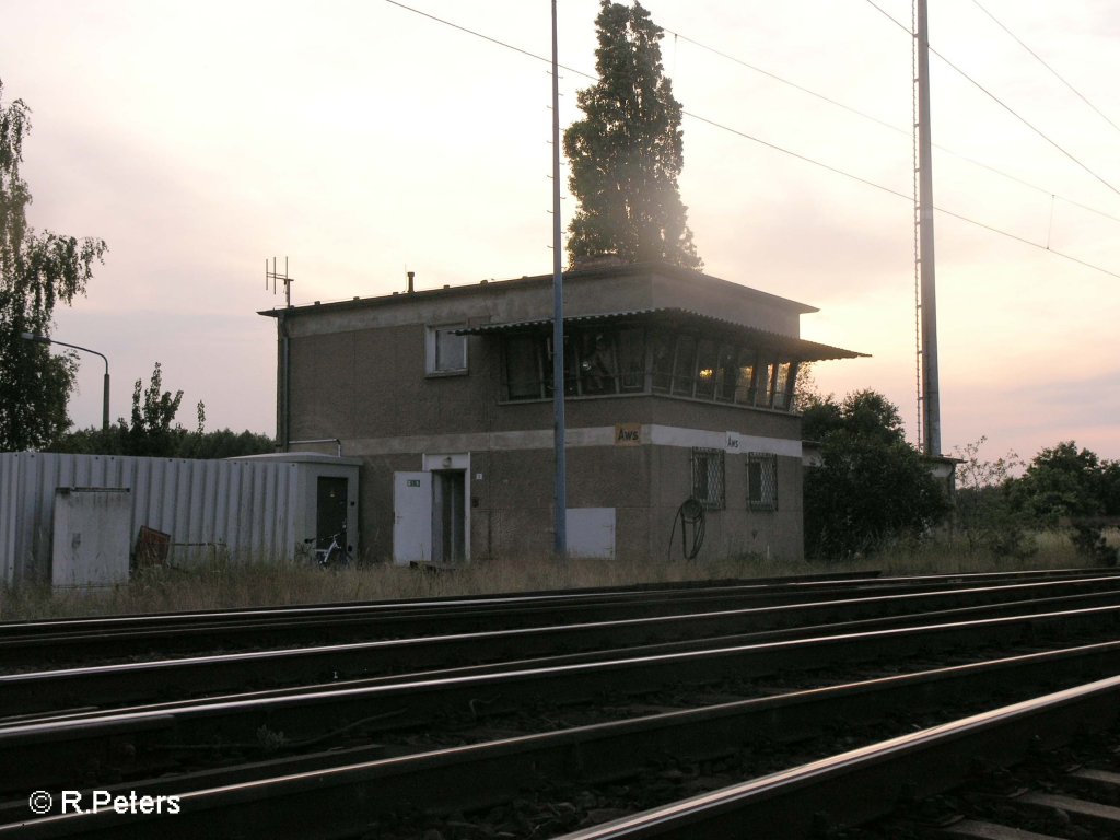 Gleisseite vom Stellwerk Aws bei Wiesenau. 03.06.08