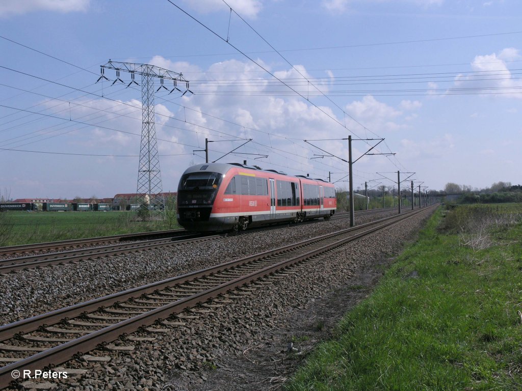 Nachschuss von 642 130-9 als RB26362 Leipzig HBF – Dbeln HBF bei Borsdorf. 16.04.11
