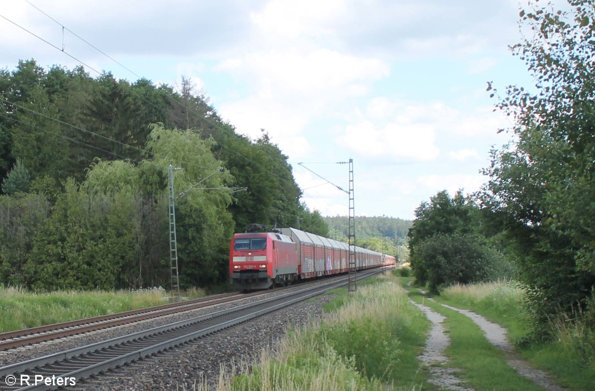 152 058-4 mit BMW Autozug aus Regensburg bei Postbauer-Heng. 03.07.20