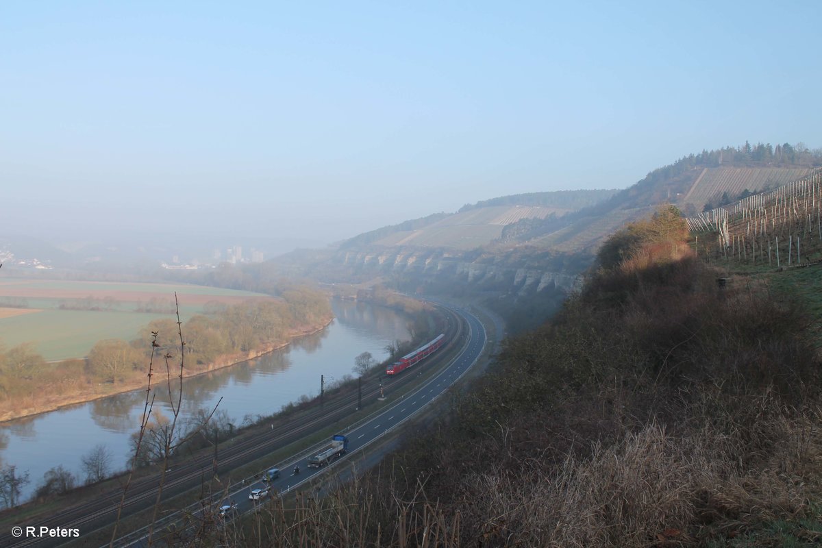 152 132-7 zieht ein gemischten Güterzug zwischen Karlstadt und Himmelstadt. 16.03.17