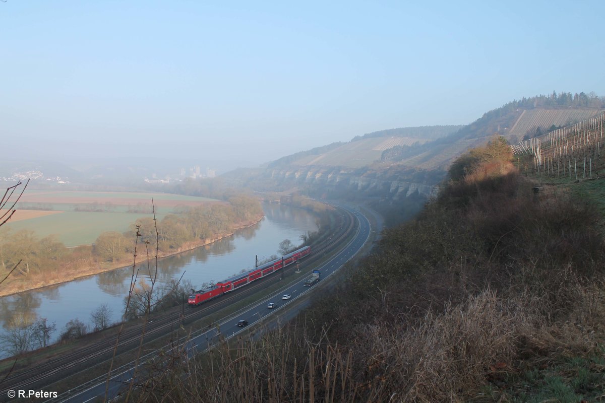 152 132-7 zieht ein gemischten Güterzug zwischen Karlstadt und Himmelstadt. 16.03.17