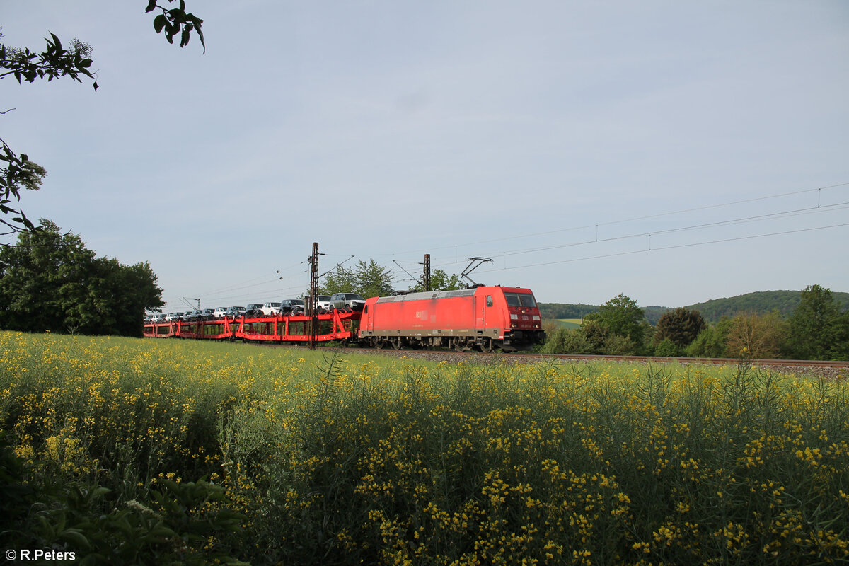 185 209-4 mit Autotransportzug bei Himmelstadt. 11.05.24