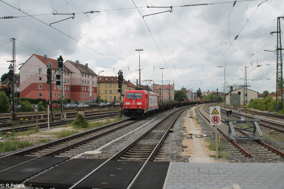 185 273-0  DB Mitarbeiter Impulsgeber  erreicht Ansbach mit einem Gemischten Güterzug. 27.05.24