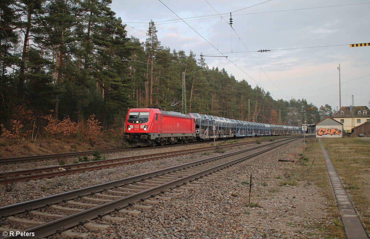 187 178-9 mit einem Autotransportzug in Ochenbruck. 21.03.24