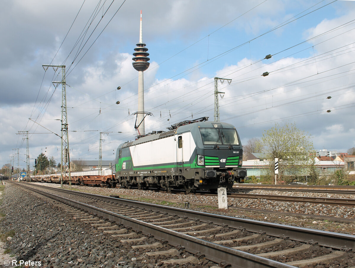 193 221-9 mit einem LKW Walter Zug in Nürnberg Hohe Marter. 25.03.24