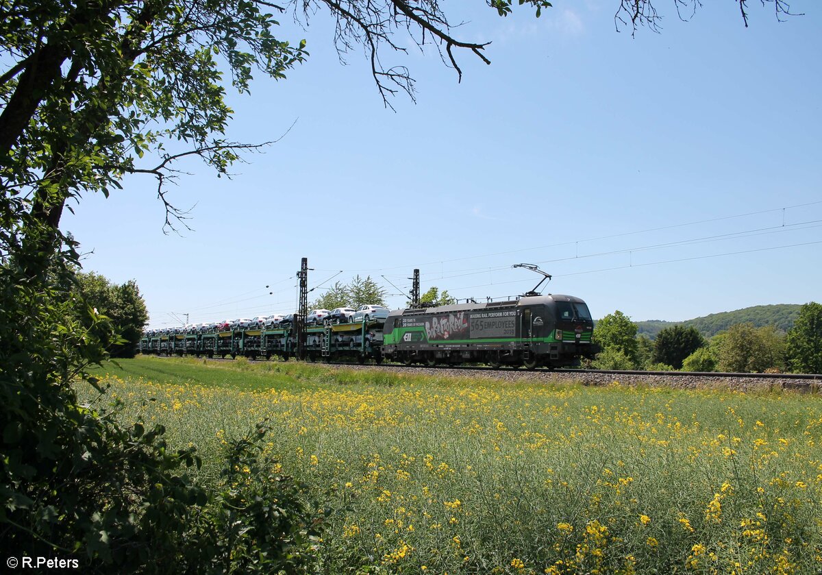 193 264-9  Born to Rail  TX Logistiks mit Autotransportzug bei Himmelstadt. 02.06.21