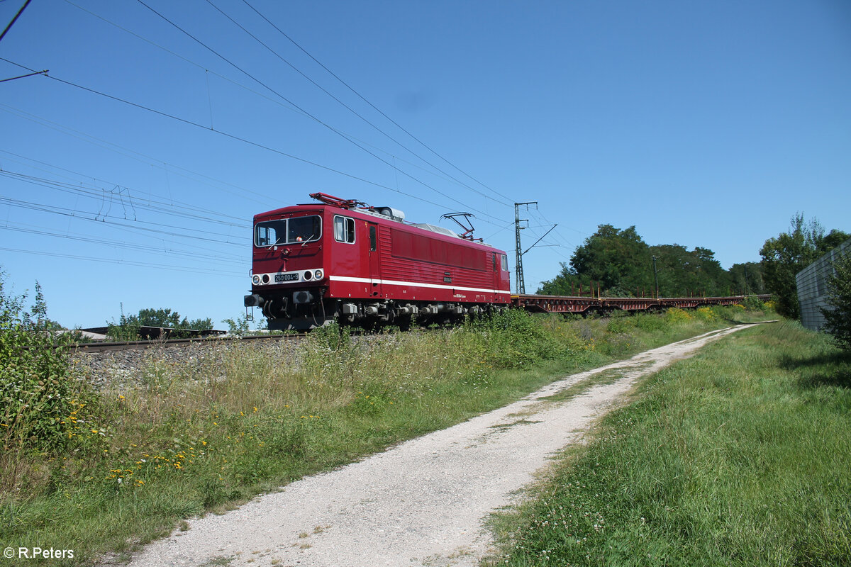 250 004-9 zieht mit einem leeren Langschienenzug durch die Treuchtlinger Kurve in Nürnberg Hohe Marter. 11.08.24