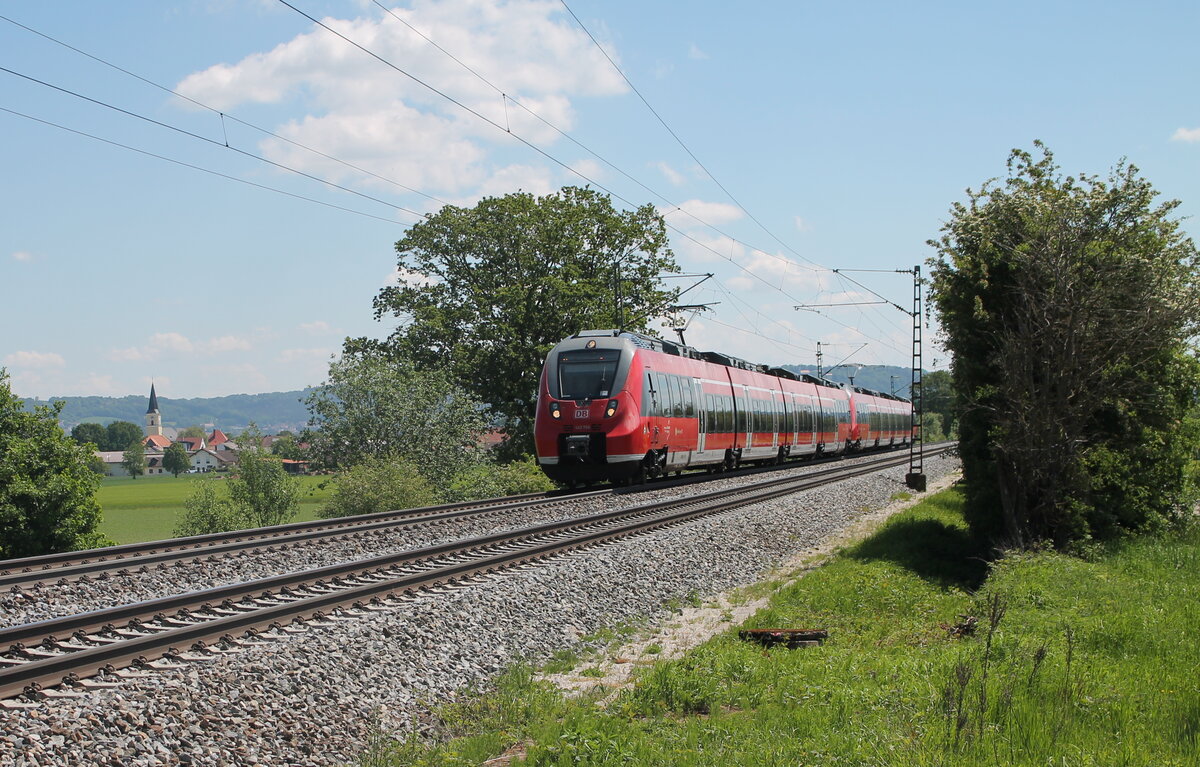 442 764-7 als S1 39150 Neumarkt/Oberpfalz - Bamberg kurz hinter Pölling. 14.05.24