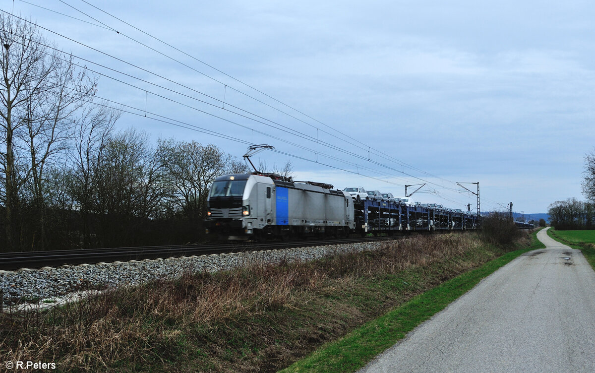 6193 140 mit Mercedes Autotransportzug bei Pölling. 17.03.24