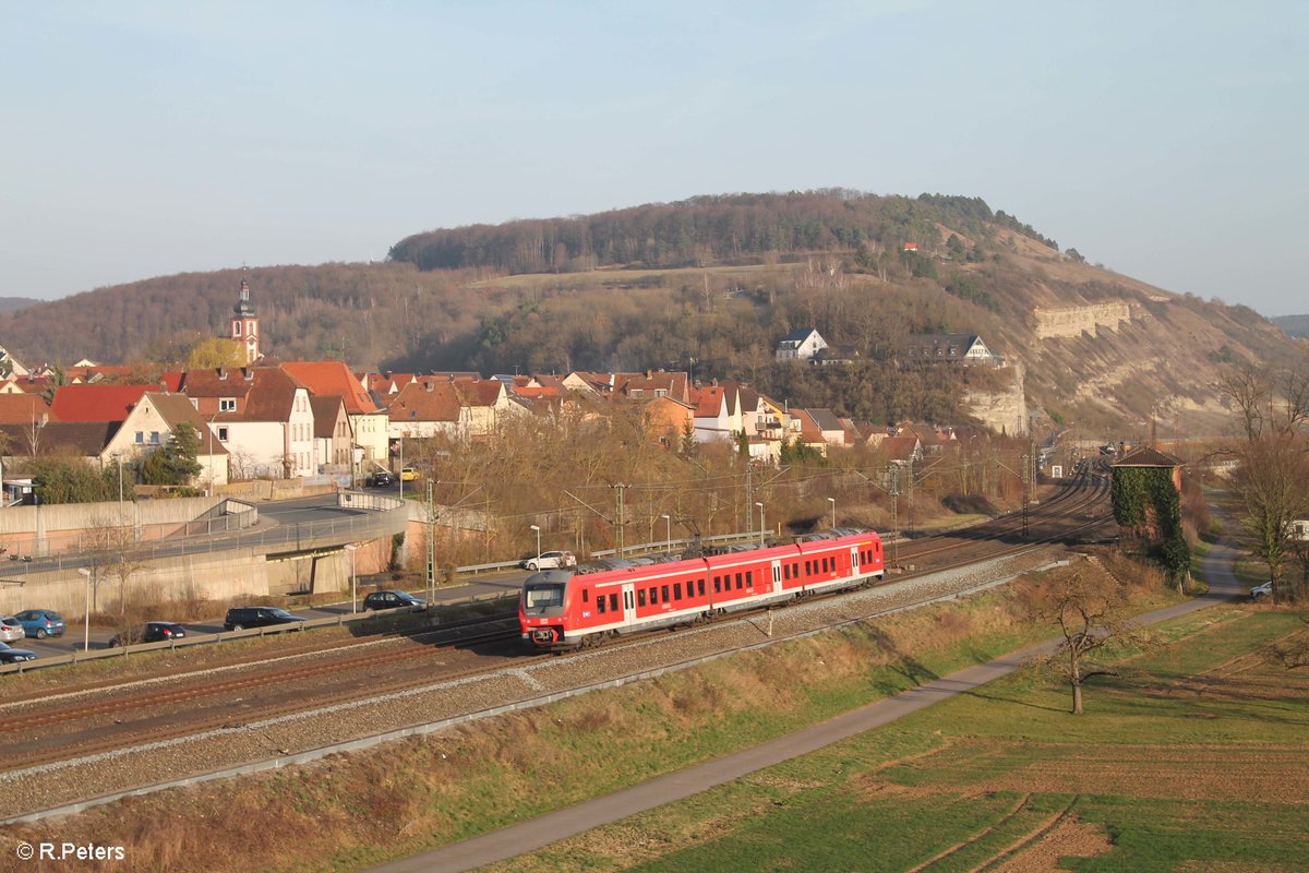 Nachschuss auf 440 823 als RB 58059 Gemünden - Treuchtlingen beim verlassen von Retzbach-Zellingen. 16.03.17