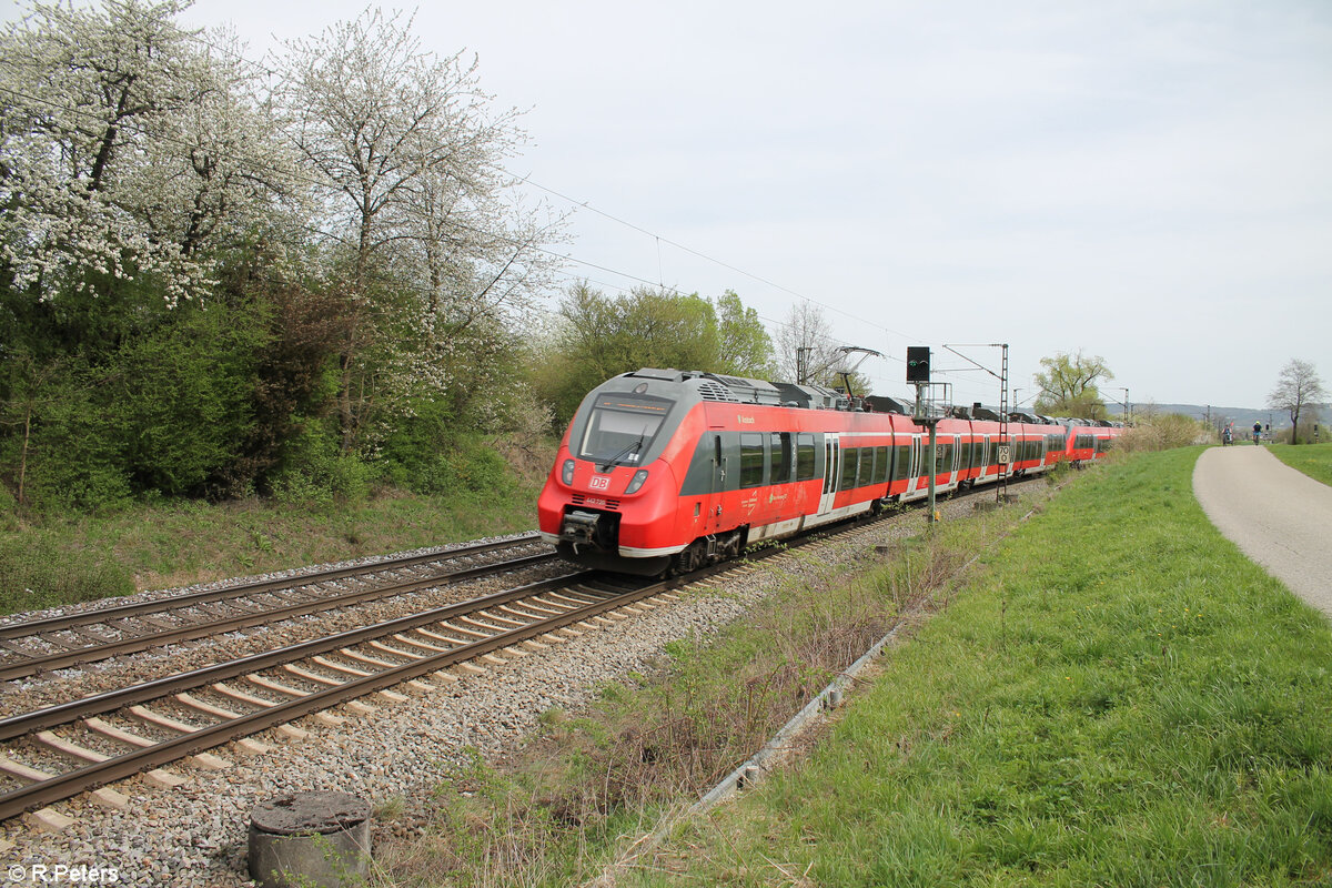 Nachschuss auf 442 720 als S1 39151 Erlangen - Neumarkt/Oberpfalz bei Pölling. 07.04.24