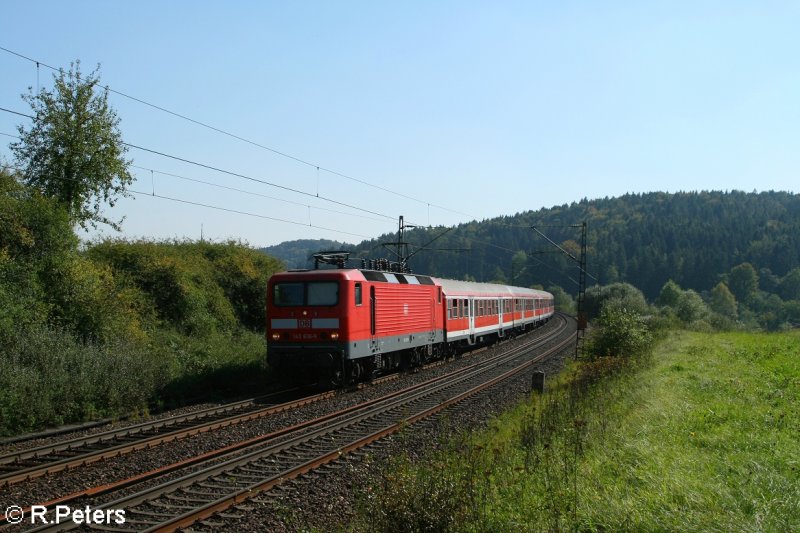143 636-9 zieht bei Lohhof eine RB Neuenmakrt(Oberpfalz). 21.09.07