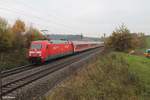 101 125-3 zieht bei Fahlenbach den RE 4011 Nürnberg - München NIM (München Nürnberg Express). 21.10.17