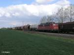 140 790-7 zieht gemischten Güterzug bei Podelwitz. 16.04.11
