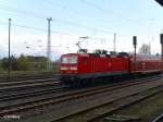 143 305-1 schiebt die RB11 Frankfurt/Oder in den Bahnhof Eisenhttenstadt. 21.04.10