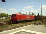 145 042-8 durchfhrt Frankfurt/Oder mit ein Stahlzug aus Ziltendorf. 18.05.07