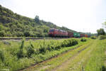 152 025-3 mit einem Containerzug bei Himmelstadt gen Norden. 11.05.24