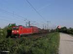 185 357-1 mit gemischten Güterzug bei Obertraubling.