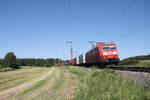 185 175-7 zieht mit einem Containerzug bei Oberdachstetten gen Süden. 08.06.24