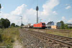 185 047-8 durchfährt Nürnberg Hohe Marter mit einem gemischten Güterzug.