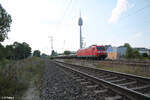 185 005-8 zieht mit einem gemischten Güterzug durch Nürnberg Hohe Marter.