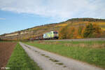 185 152-6 zieht bei Thüngersheim ein langen gemischten Güterzug in Richtung Süden. 21.10.24