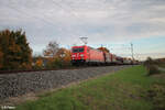 185 266-4 zieht mit einem Mischer bei Thüngersheim in Richtung Norden. 21.10.24