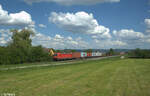 187 203-5 zieht bei Pölling ein Containerzug gen Norden.14.05.24