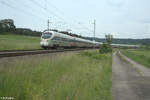 415 020  Gotha  als ICE 92 Wien - Dortmund bei Oberdachstetten. 08.06.24