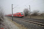 Nachschuss auf 612 528 als RE7 Erfurt - Würzburg bei Waigolshausen. 28.12.24