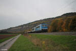 155 059-2 PRESS + 155 213-2 Integro mit einem Schwellenzug bei Thüngersheim. 20.10.24