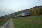 187 317-3  Wir suchen Dich  zieht bei Thüngersheim ein Kesselzug in Richtung Süden. 20.10.24
