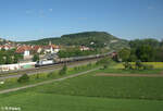 187 075 zieht mit einem Kesselzug durch Retzbach-Zellingen. 11.05.24