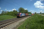 482 009-8 zieht bei Pölling ein Containerzug gen Norden. 14.05.24