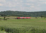 112 131-8 zieht bei Oberdachstetten als GoAhead RE80 Ersatzzug 70034 Treuchtlingen - Würzburg 08.06.24