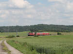 112 131-8 zieht bei Oberdachstetten als GoAhead RE80 Ersatzzug 70034 Treuchtlingen - Würzburg 08.06.24