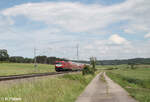 112 131-8 zieht bei Oberdachstetten als GoAhead RE80 Ersatzzug 70034 Treuchtlingen - Würzburg 08.06.24
