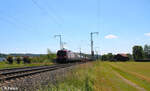 1016 004 zieht bei Oberdachstetten ein KLV-Zug in Richtung Würzburg.