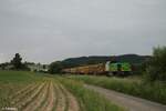 G1700.02 zieht mit einem fast leeren Holztransportzug bei Lengenfeld in Richtung Pechbrunn.