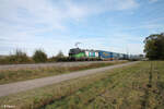 193 236-7 zieht mit einem LKW-Walter Zug bei Pölling in Richtung Nürnberg. 17.10.14