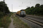 Vossloh G6 650 086-8 mit einem Bauzug in Oberdachstetten. 02.07.24
