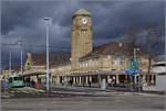 Basel badischer Bahnhof während sich gerade ein Unwetter verzieht.