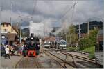 Die Blonay-Chamby G 2x 2/2 105 wartet in Blonay auf die Abfahrt nach Chaulin via Chamby.
