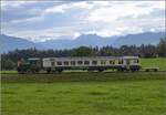 Fahrtag Wolfhuuser Bahn.

In der Wiese beim Ritterhaus Bubikon sei ein näherer Blick auf den Tm 2/2 111 und den ABt der Wolfhuuser Bahn gestattet. Für Velotransporte gibt es noch einen kleinen  Beistellwagen . Oktober 2021.
